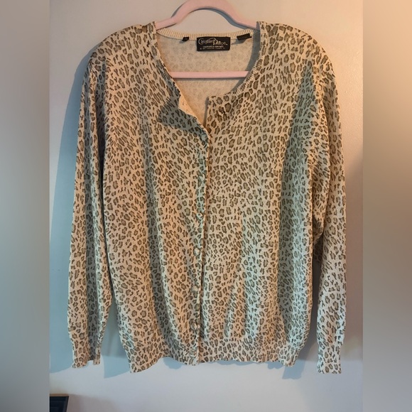 Vintage Christine Philippe Animal Print Sparkle Cardigan – Women’s XL - Picture 1 of 10